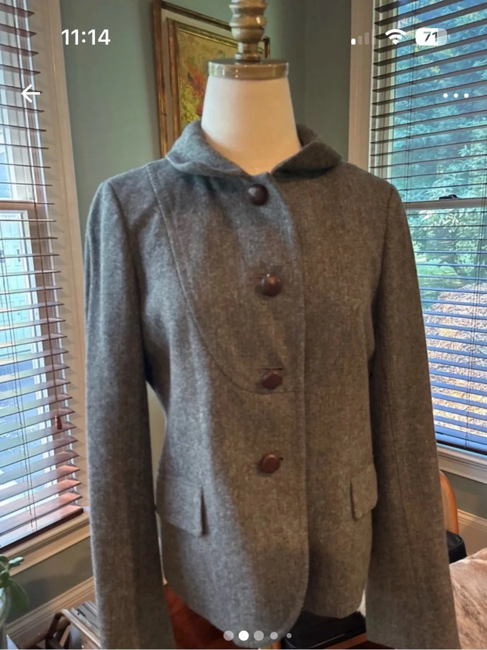 J. Crew Gray Funnel Collar Wool-Blend Blazer